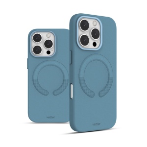 Huse iPhone 16 Pro, Husa iPhone 16 Pro, Clip-On Vegan Leather, MagSafe Compatible, Sky Blue - vetter.store _3