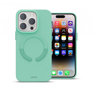 iPhone 14 Pro Clip-On Leather Case, MagSafe Compatible, Vegan Leather, Ice Sea Blue