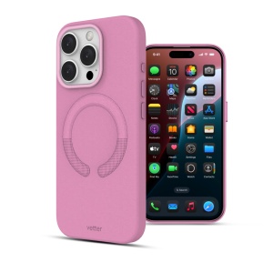 Huse iPhone 16 Pro, Husa iPhone 16 Pro, Clip-On Vegan Leather, MagSafe Compatible, Crimson Pink - vetter.store _1