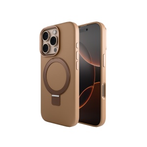 Huse iPhone 16 Pro , Husa iPhone 16 Pro, Clip-On  Silk Series with foldable stand, MagSafe Compatible, Gold Rose - vetter.store