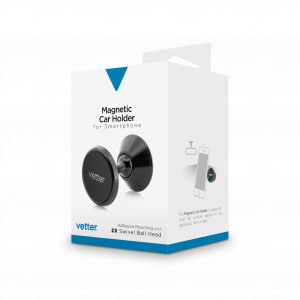 Magnetic Car Holder with Double Swivel Ball, Adhesive Mounting, Black