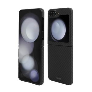 Huse Galaxy Flip Series, Husa Samsung Galaxy Z Flip5 5G, Clip-On, made from Aramid Fiber, Kevlar, Negru - vetter.store