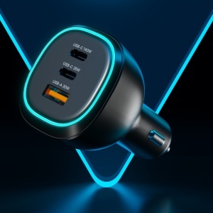 Incarcatorul auto Vetter Turbo 165W cu iluminare ambientala, vazut din fata