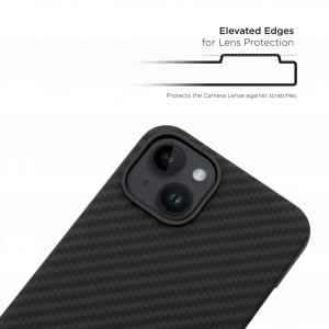 Huse iPhone 14 Plus, Husa iPhone 14 Plus Clip-On, made from Aramid Fiber, Kevlar, Compatibila MagSafe, Neagra - vetter.store _3