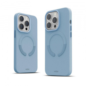 Huse iPhone 14 Pro, Husa iPhone 14 Pro Clip-On Piele Vegana, Compatibila MagSafe, Sky Blue - vetter.store _1