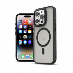 Huse iPhone 15 Pro Max, Husa iPhone 15 Pro Max Clip-On Hybrid, Matt, Compatibila MagSafe, Negru - vetter.store _1