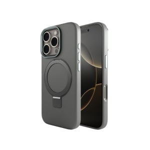 Huse iPhone 16 Pro Max , Husa iPhone 16 Pro Max, Clip-On  Silk Series with foldable stand, MagSafe Compatible, Gri - vetter.store