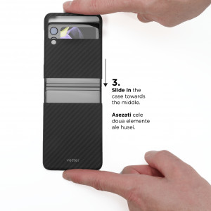 Huse Galaxy Flip Series, Husa Samsung Galaxy Z Flip4 5G Clip-On, made from Aramid Fiber, Kevlar, Neagra - vetter.store _6