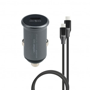Incarcatoare Auto, Incarcator driveON, Smart Car Charger with Type-C Cable, Vetter Go, Power Delivery, 20W - vetter.store
