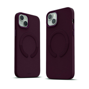 Huse iPhone 14 plus, Husa iPhone 14 Plus Clip-On Vegan Leather, Compatibila MagSafe, Mov - vetter.store _1