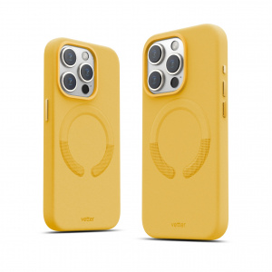 Huse iPhone 15 Pro Max, Husa iPhone 15 Pro Max Clip-On Vegan Leather, Compatibila MagSafe, Candy Yellow - vetter.store _1
