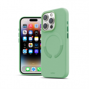 Huse iPhone 15 Pro Max, Husa iPhone 15 Pro Max Clip-On Vegan Leather, Compatibila MagSafe, Ice Sea Blue - vetter.store _3