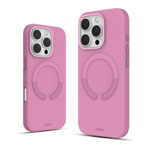 Huse iPhone 16 Pro, Husa iPhone 16 Pro, Clip-On Vegan Leather, MagSafe Compatible, Crimson Pink - vetter.store _2