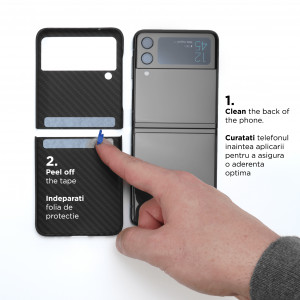 Huse Galaxy Flip Series, Husa Samsung Galaxy Z Flip3 5G, made from Aramid Fiber, Kevlar, Negru - vetter.store _3