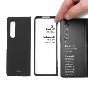 Huse Galaxy Fold Series, Husa Samsung Galaxy Z Fold3 5G, made from Aramid Fiber, Kevlar, Negru - vetter.store _4