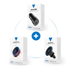 Vetter Drive & Cool Pro Pack — Kit auto MagSafe & Qi2.2 cu încărcare wireless 25W-vetter.store