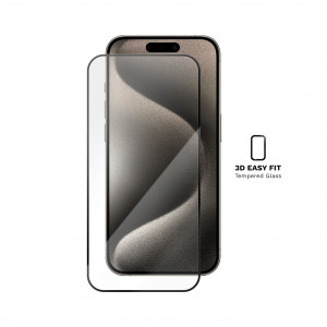 Folii iPhone 15 Pro Max, Folie iPhone 15 Pro Max, 3D Easy Fit Tempered Glass, Neagra - vetter.store _1
