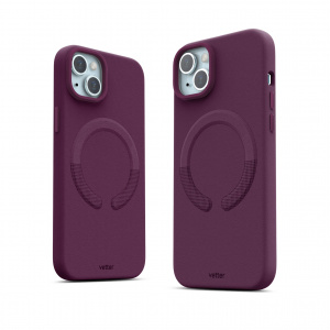 Huse iPhone 15 Plus , Husa iPhone 15 Plus Clip-On Vegan Leather, Compatibila MagSafe, Dark Cherry - vetter.store _1