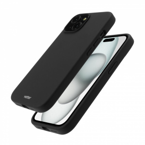 Huse iPhone 15 Plus, Husa iPhone 15 Plus Clip-On Soft Touch Silk Series Mag Safe Compatible, Negru - vetter.store _1