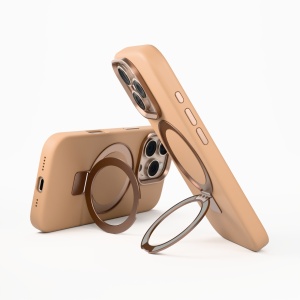 Huse iPhone 16 Pro , Husa iPhone 16 Pro, Clip-On  Silk Series with foldable stand, MagSafe Compatible, Gold Rose - vetter.store_3