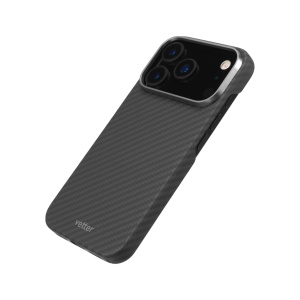 Husa pentru iPhone 17 Pro Max, Clip-On MagSafe Compatible, made from Aramid Fiber, Kevlar, Black - vetter.store
