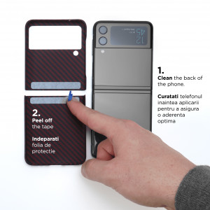 Husa Samsung Galaxy Z Flip3 5G, Kevlar din fibra de aramida, rosie, accesoriu Vetter