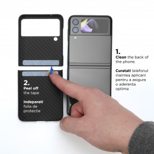 Huse Galaxy Flip Series, Husa Samsung Galaxy Z Flip4 5G Clip-On, made from Aramid Fiber, Kevlar, Neagra - vetter.store _3