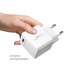 Incarcatoare Retea, Incarcator chargeUP, Smart Travel Charger with Type-C Cable, Vetter Go, Power Delivery, 25W, Alb - vetter.store _4