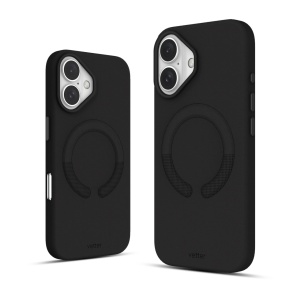 Huse iPhone 16 Plus, Husa iPhone 16 Plus, Clip-On Vegan Leather, MagSafe Compatible, Black - vetter.store _1