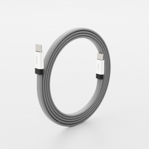Cabluri Type-C, Cablu loopFIT, Type-C to Type-C Magnetic self-looping cable, 1.5m, Argintiu - vetter.store