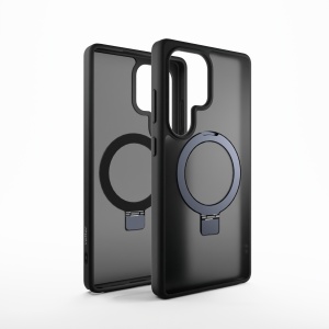 Táska Samsung Galaxy S25 Ultra Clip-On Hybrid, matt, MagSafe összecsukható állvánnyal, fekete