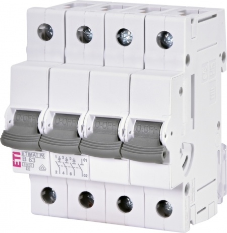 Siguranta automata tetrapolara 3p+N, curba B 63A ETI