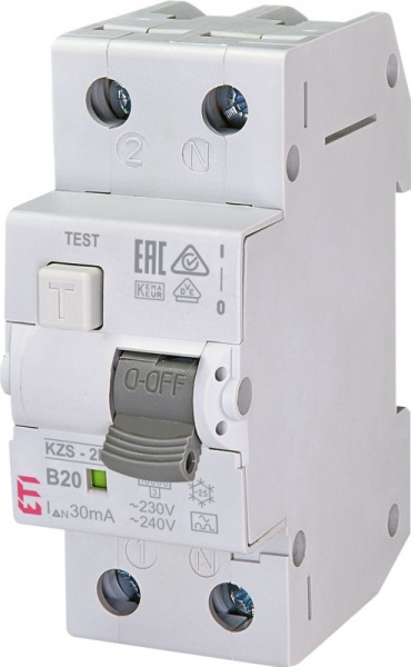 Siguranta automata diferentiala RCBO 20A,1+N TIP A, Curba B, Capacitatea de rupere (kA) 10
