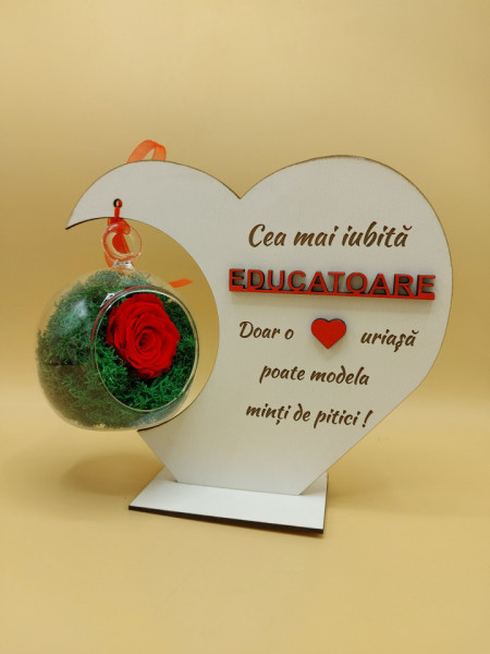 Inima cu trandafir criogenat pentru doamna Educatoare - Img 2