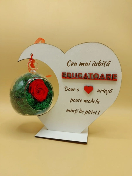 Inima cu trandafir criogenat pentru doamna Educatoare - Img 2