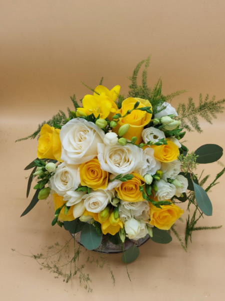 Buchet de mireasa alb-galben