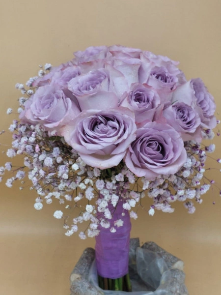 Buchet de mireasa mov cu alb - Img 2