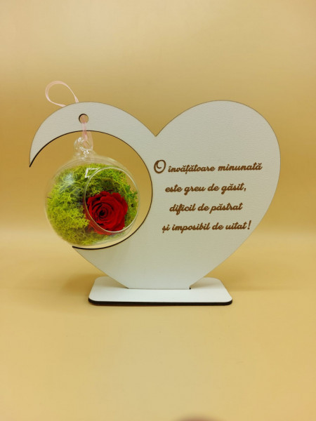 Inima cu trandafir criogenat pentru doamna Învățătoare - Img 2