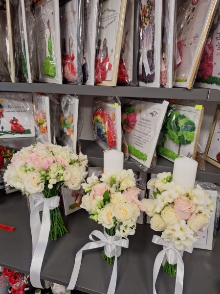 set buchet mireasa si lumanari nunta