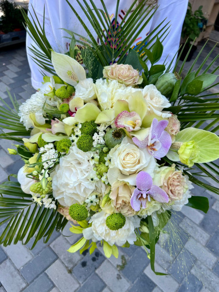 Buchet fresh cu alb si verde - Img 2