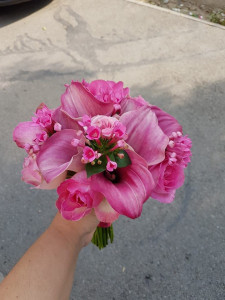 Buchet cununie cu cale roz