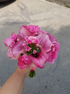 Buchet cununie cu cale roz