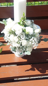 Lumanare botez cu flori albe