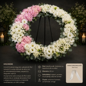 Coroana funerara cu flori delicate 60 cm