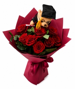 Buchet 9 Trandafiri + Ursulet Absolvire