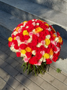 Buchet impresionant cu 151 trandafiri colorati