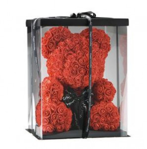 Ursulet din trandafiri rosii 40 cm