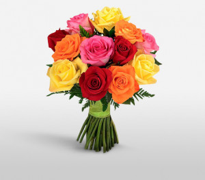 Buchet 15 trandafiri colorati