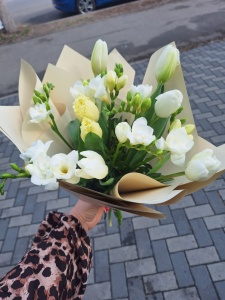 Buchet Primăvăratic cu Lalele și Frezii