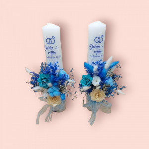 Set Lumanari personalizate cu flori uscate albastre